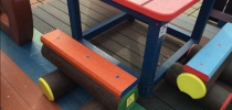 e) Table and small beams for sitting